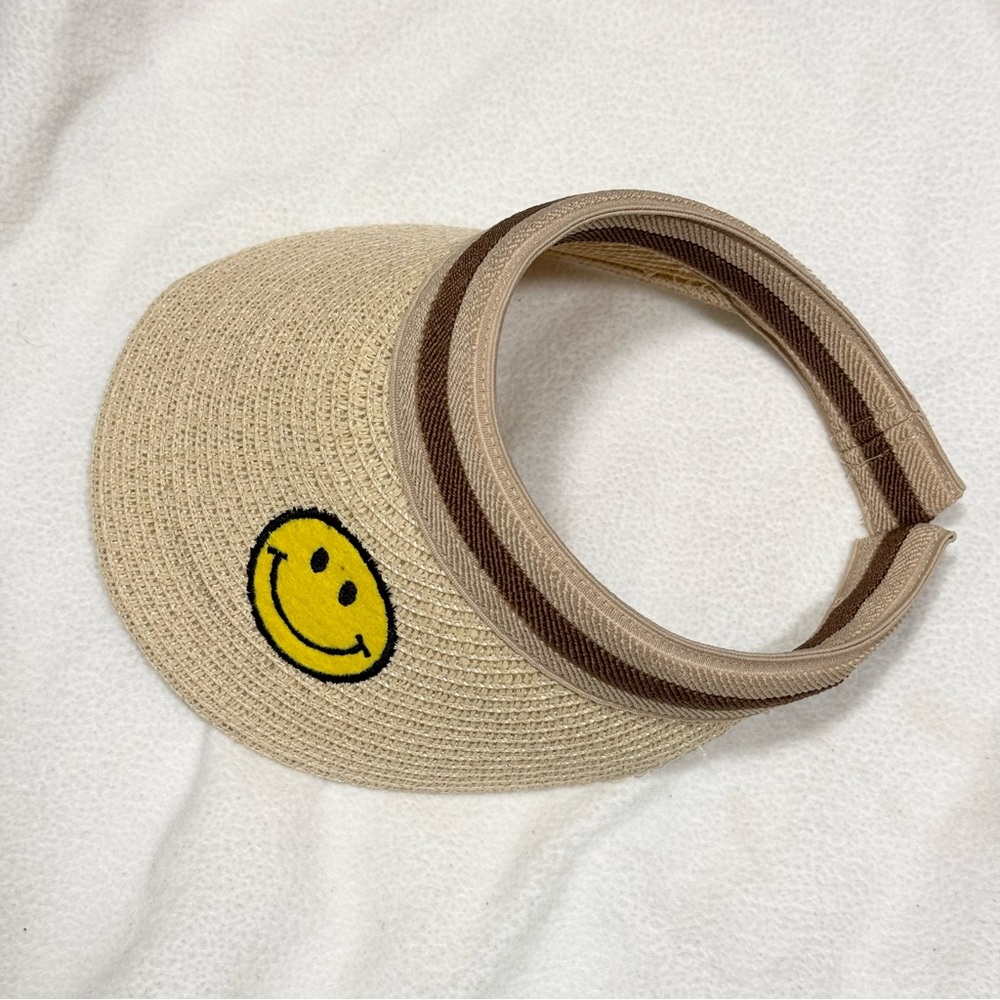 Women Straw Smiley Face Sun Hat Summer UV Protection.